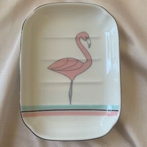Vintage Saturday Knight Ltd Flamingo Porcelain Soap Dish 5”x 3” in.